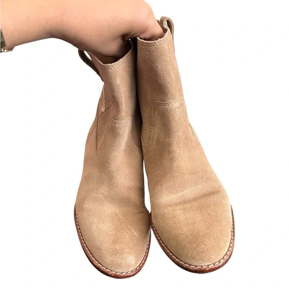 MADEWELL Leah Leather Suede Tan Ankle Boots Booties - Picture 14 of 15